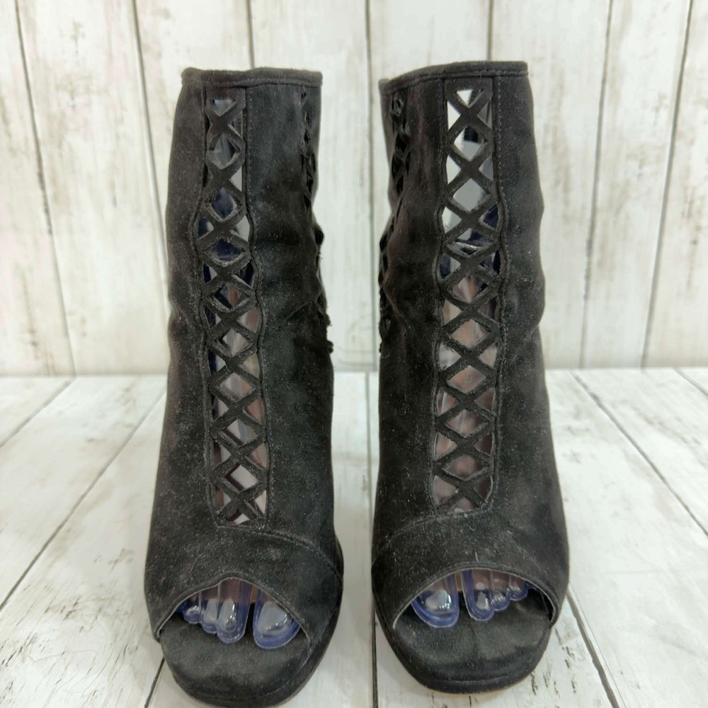 BCBG Generation Delaney Women's Black Cutout Peep Toe Stiletto Booties Size‎ 7B
